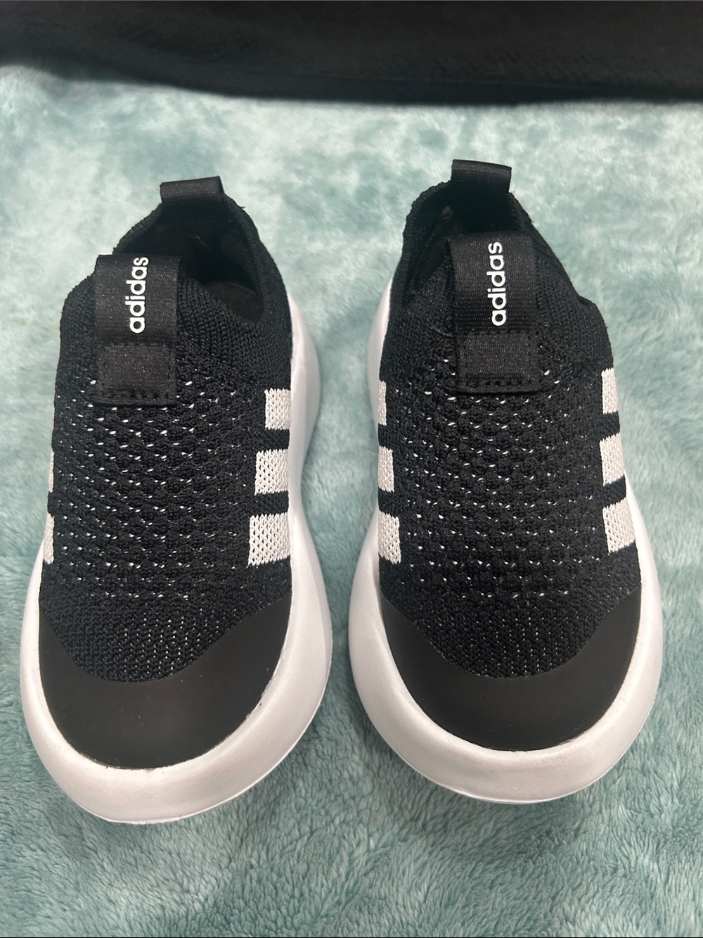 adidas Kids Black and White Slip-On Knit Sneakers
